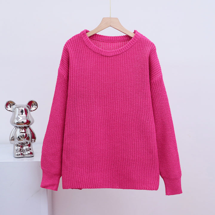 Drune – Modischer Strickpullover in Uni mit Rundhalsausschnitt
