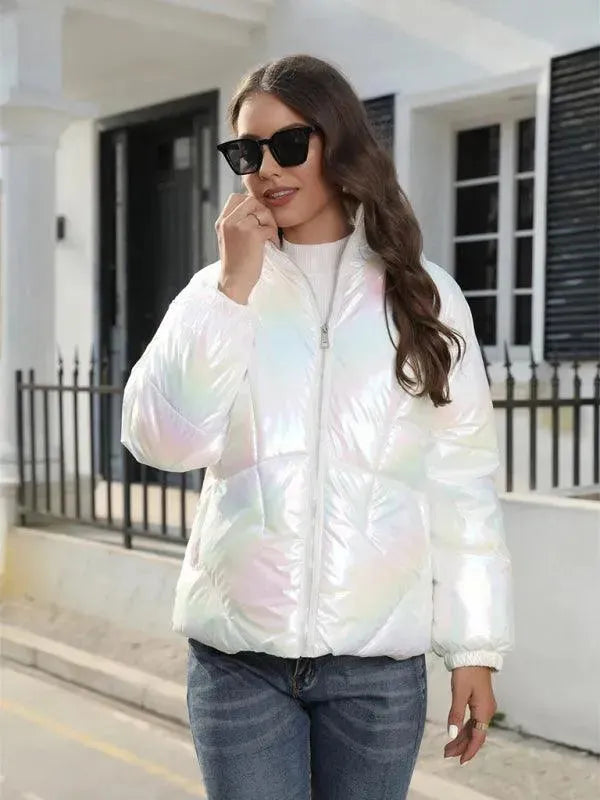 Drune | Glänzende Kapuzen Damen Parka Jacke