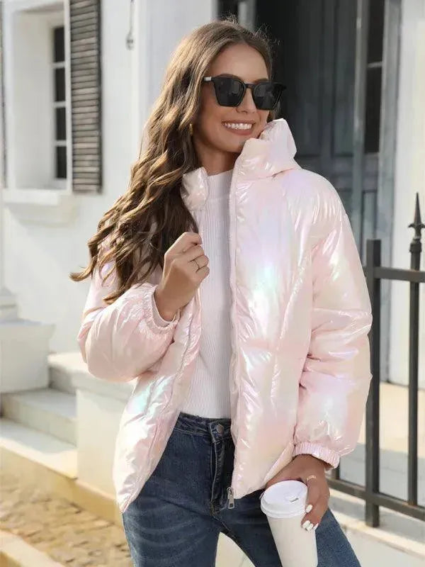Drune | Glänzende Kapuzen Damen Parka Jacke