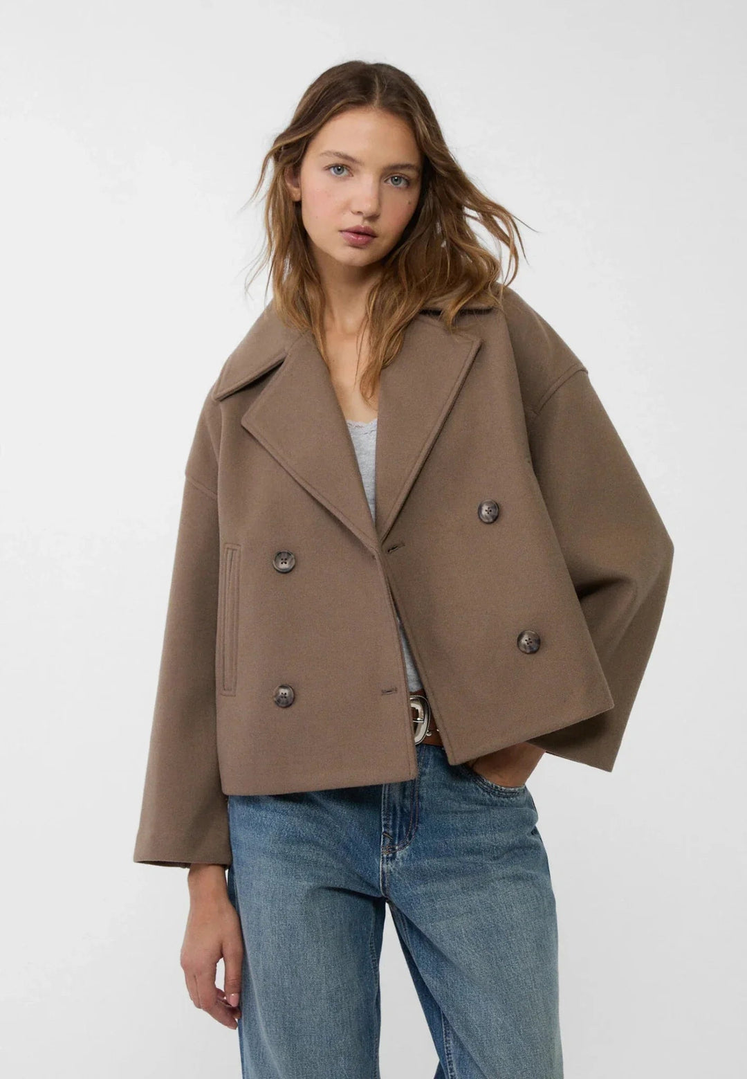 Drune | Moderne Cropped Jacke Doppelreiher
