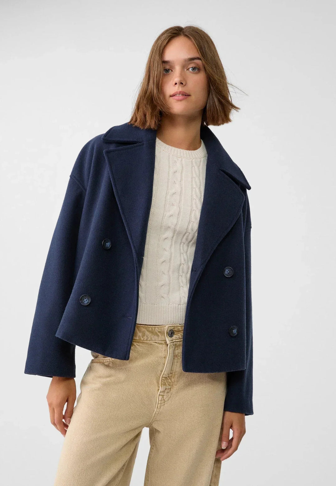 Drune | Woll-Pea-Coat-Jacke - Doppelt brustige kurz geschnittene Jacke