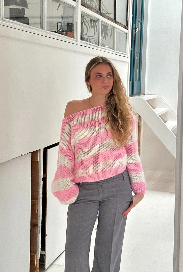 Drune | Off Shoulder Gestreifte Pullover Für Damen