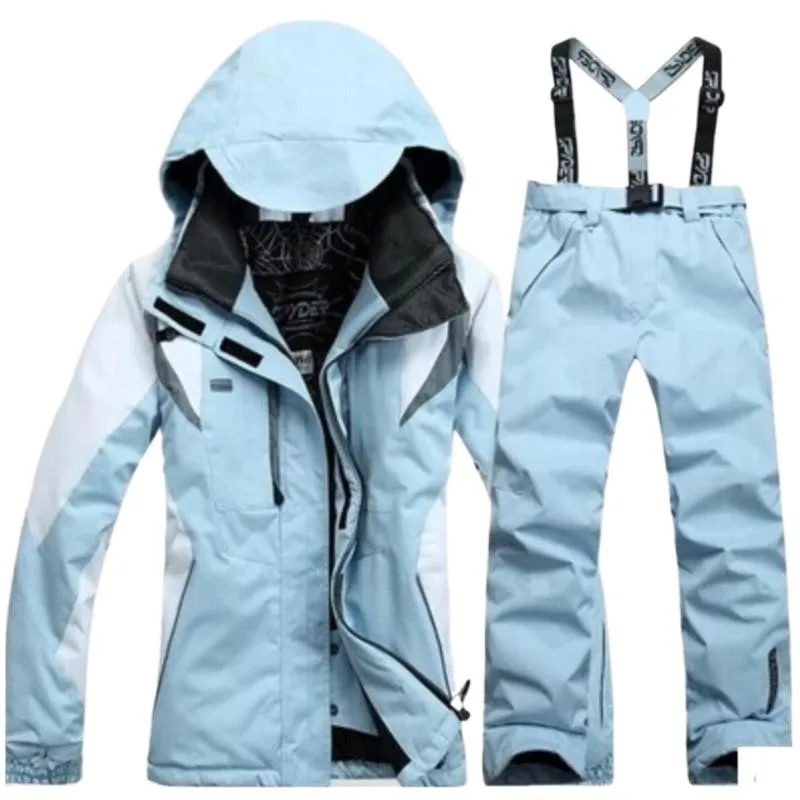 Drune | Winddichter 2 Teiliger Skianzug mit Kapuze Warmer Jacke und Passender Hose