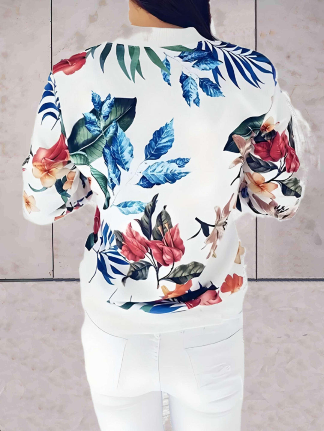 Drune | Damenjacke mit Blumenprint und Reißverschluss