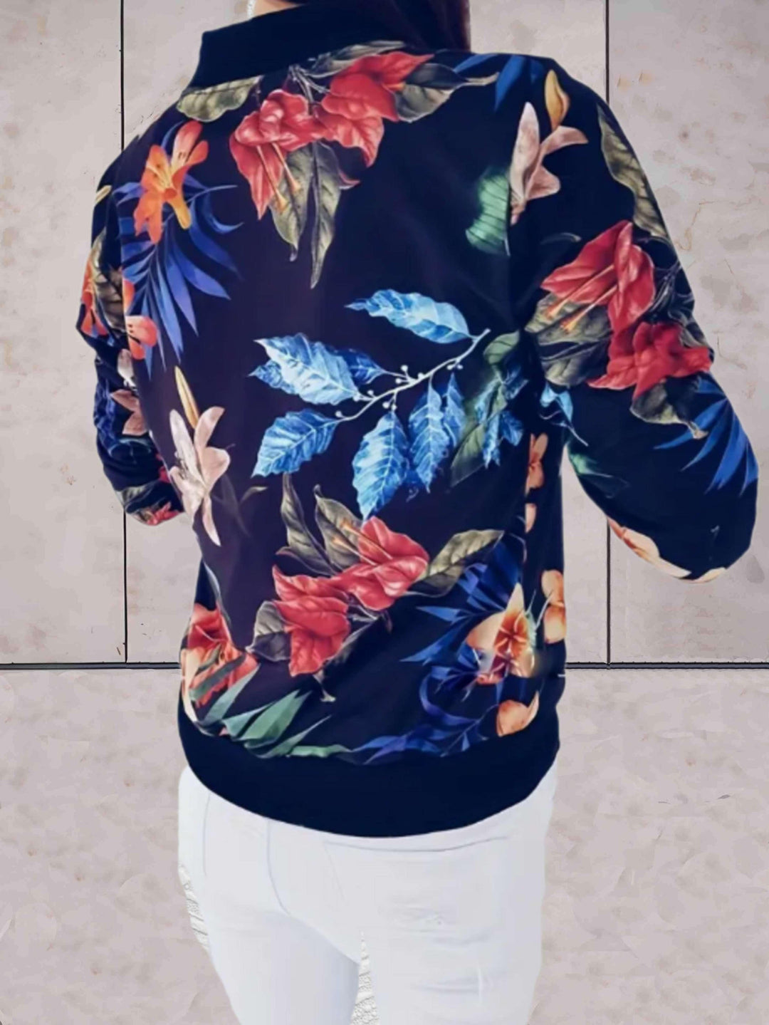 Drune | Damenjacke mit Blumenprint und Reißverschluss