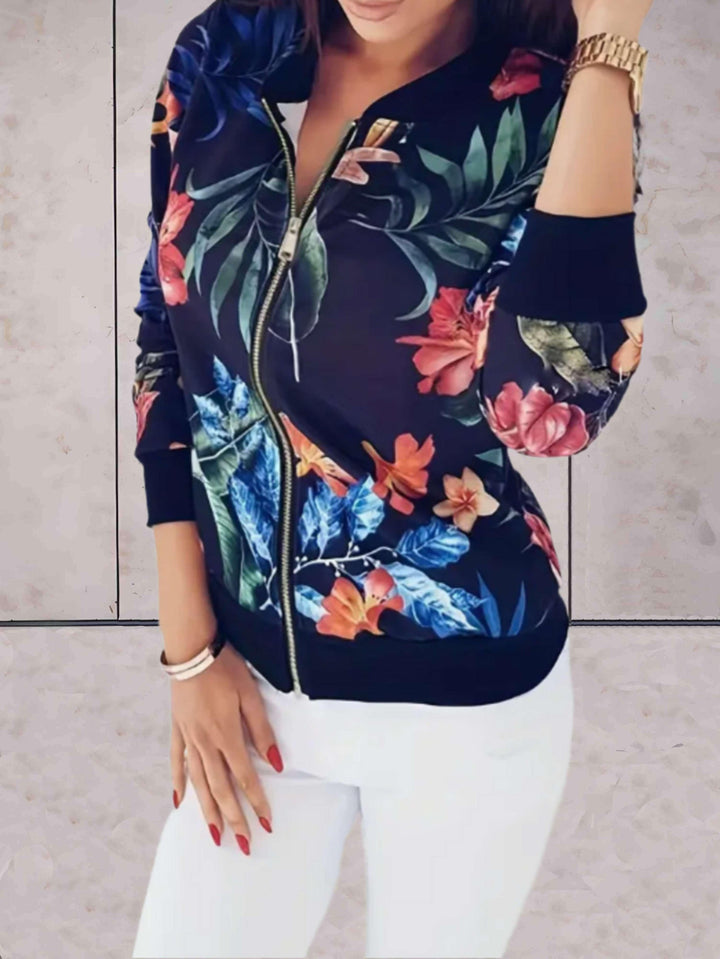 Drune | Damenjacke mit Blumenprint und Reißverschluss