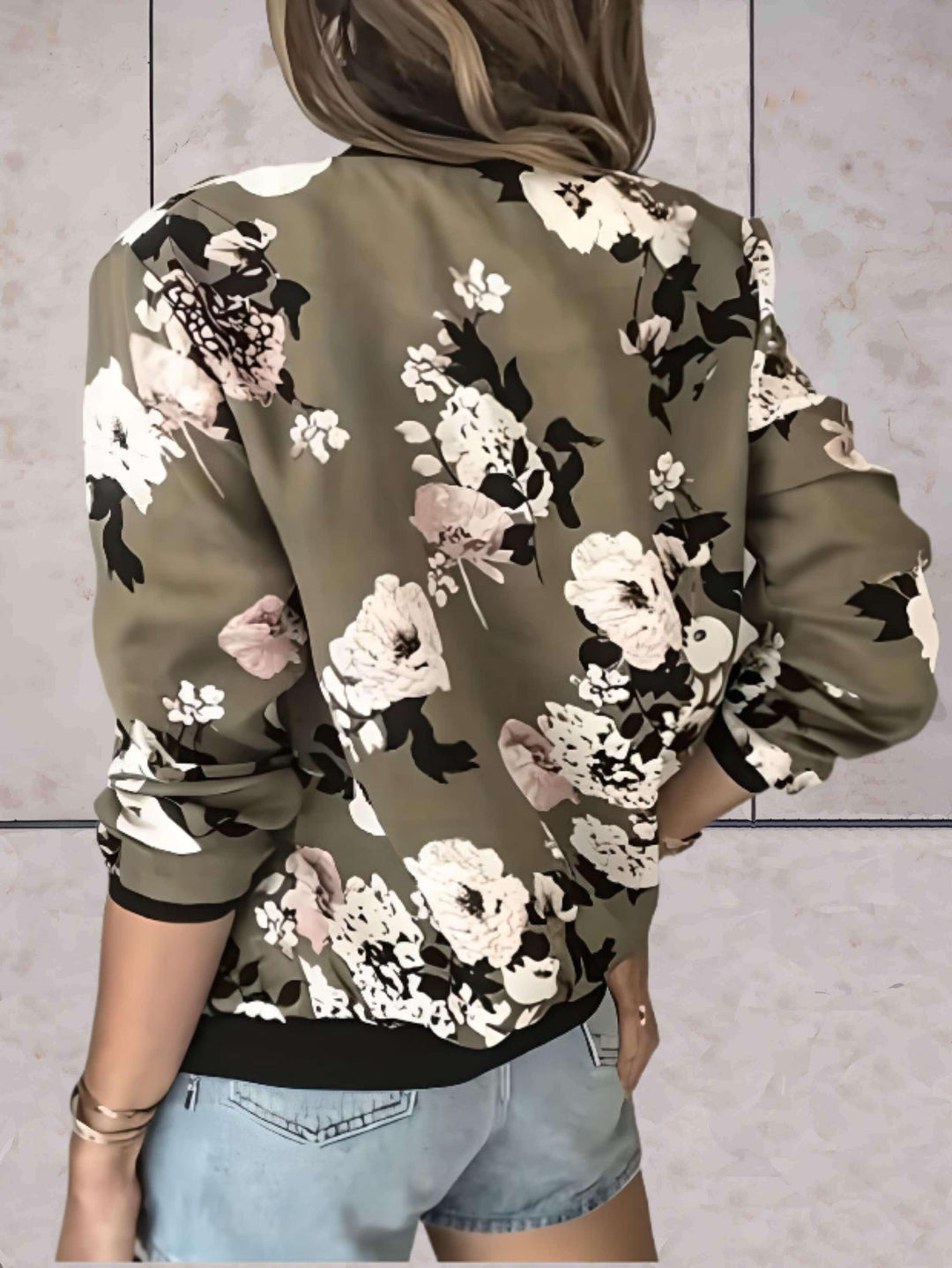 Drune | Damenjacke mit Blumenprint und Reißverschluss