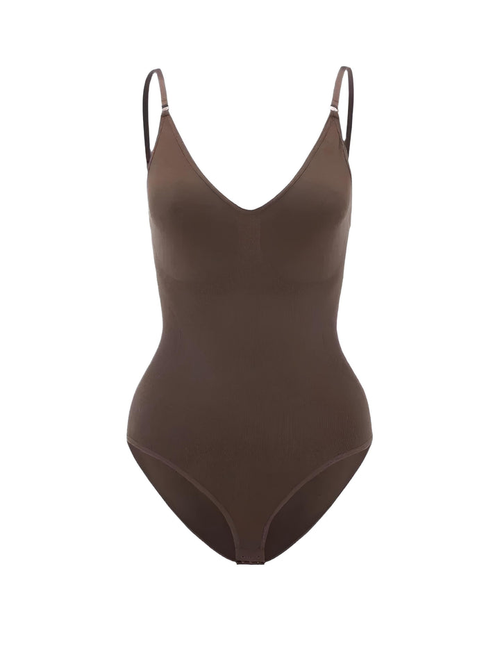Drune | Bodysuit Verstellbare Spaghetti Träger Tiefer V-ausschnitt Stretch Fit Shapewear