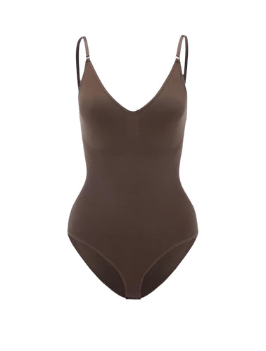Drune | Bodysuit Verstellbare Spaghetti Träger Tiefer V-ausschnitt Stretch Fit Shapewear