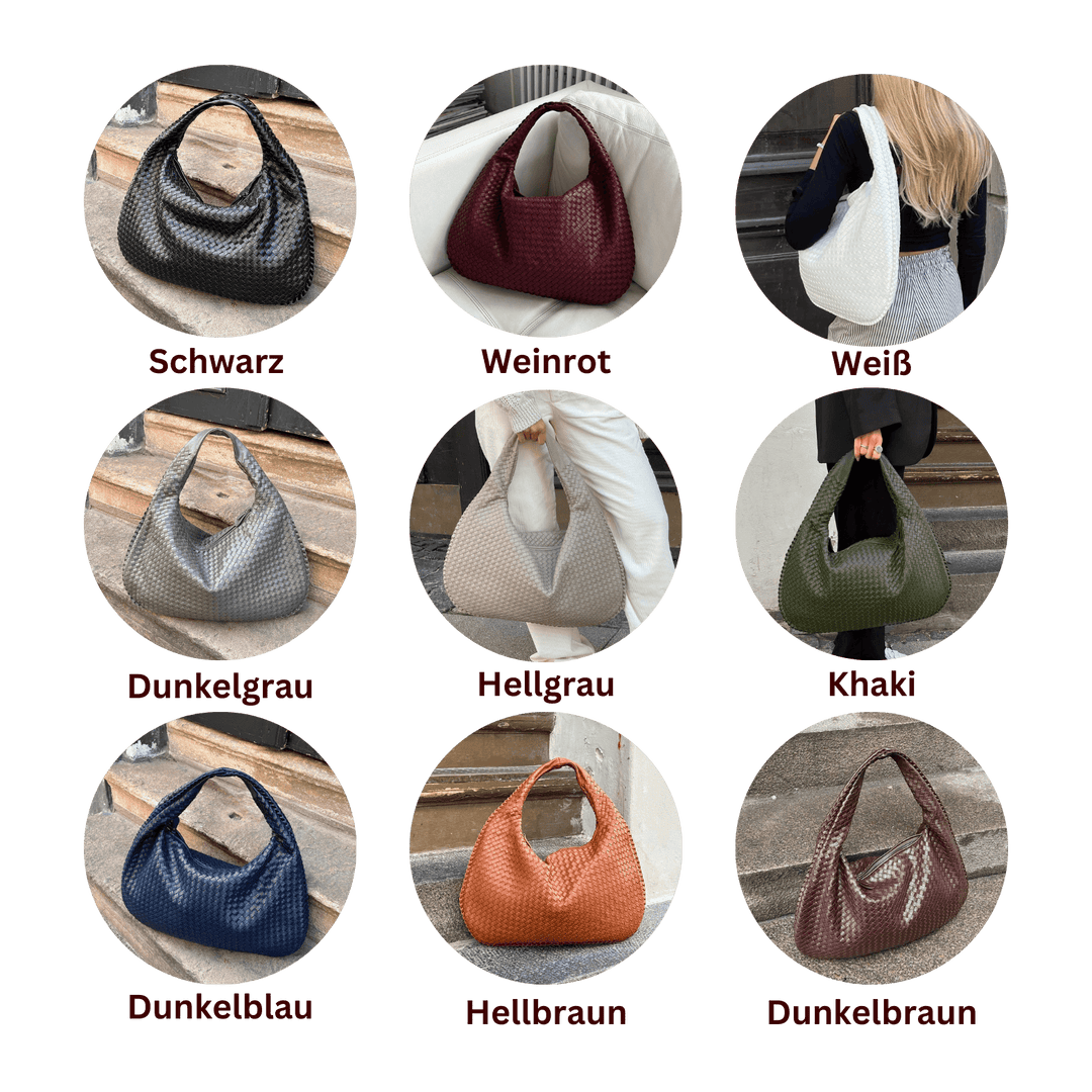 Drune | Vintage Umhängetasche Damen Geflochtene Handtasche mit Reißverschluss Im Sale