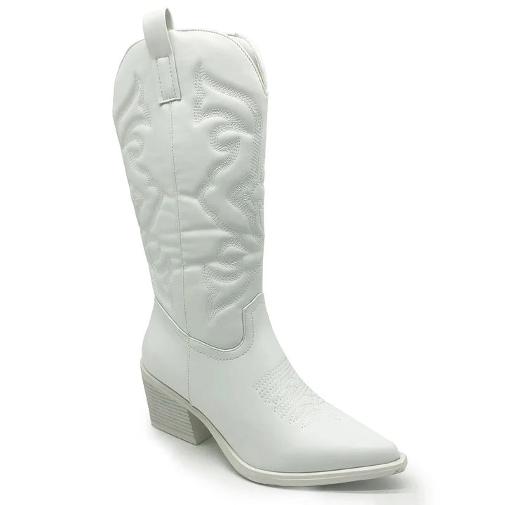 Drune | Weiße Cowboy Stiefel mit Absatz für Damen