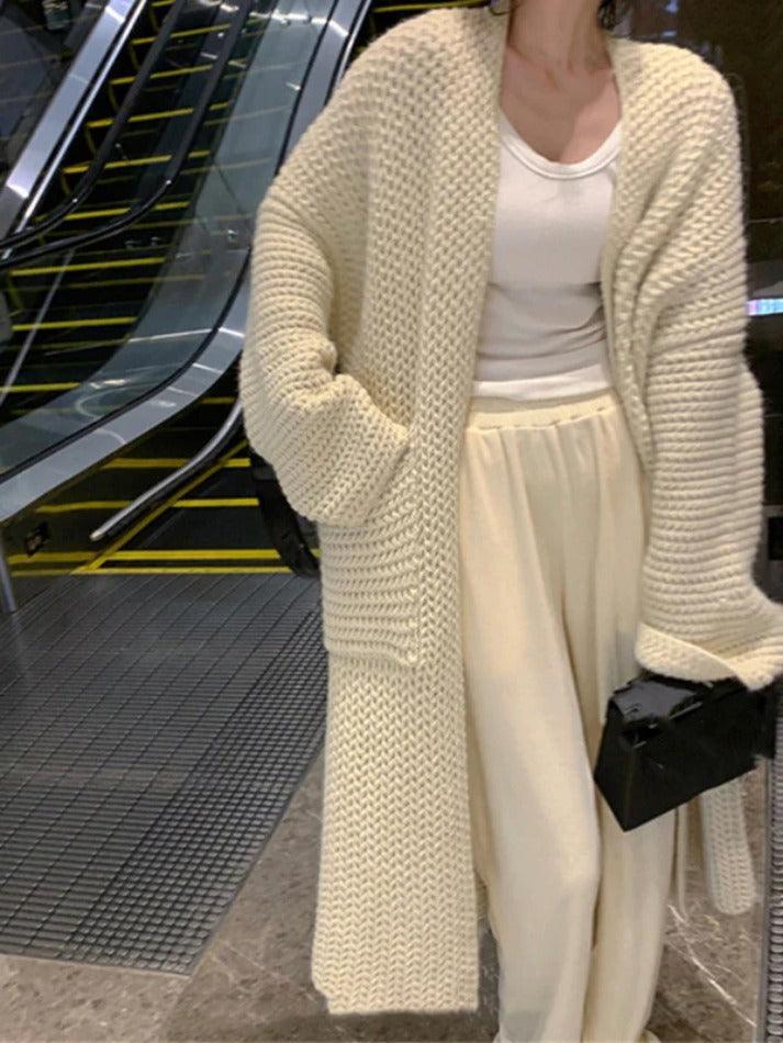 Drune | Solid Baggy Strick Lange Strickjacke