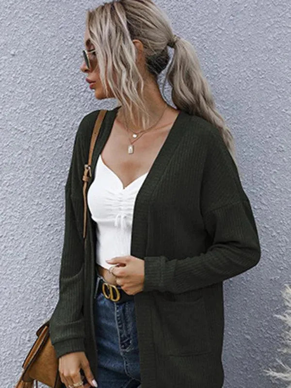 Drune | Casual Langer Frauen Strickjacke Pullover
