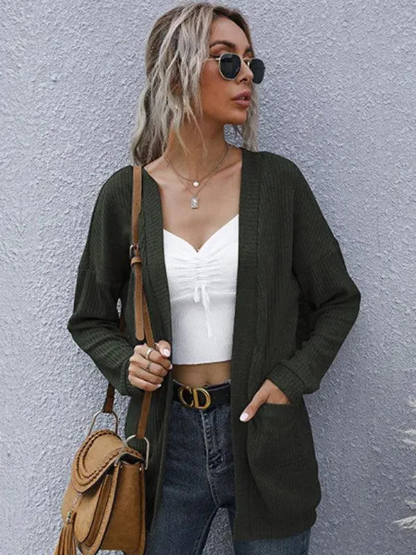 Drune | Casual Langer Frauen Strickjacke Pullover