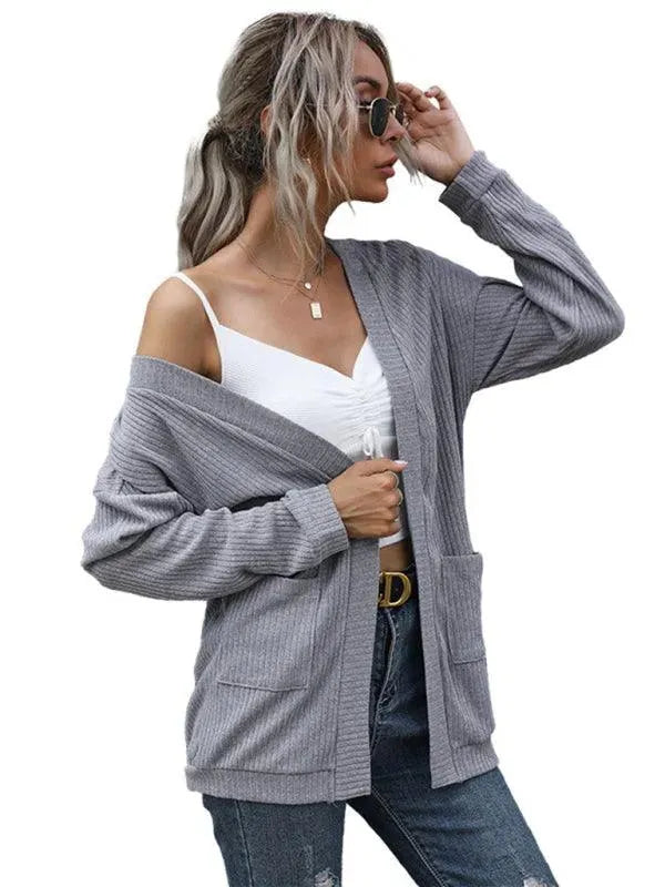 Drune | Casual Langer Frauen Strickjacke Pullover
