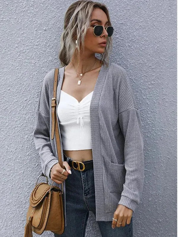 Drune | Casual Langer Frauen Strickjacke Pullover