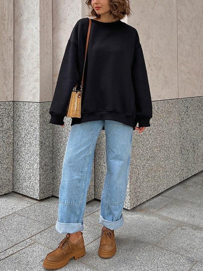 Drune | Solides Übergröße Sweatshirt Mit Rundhalsausschnitt