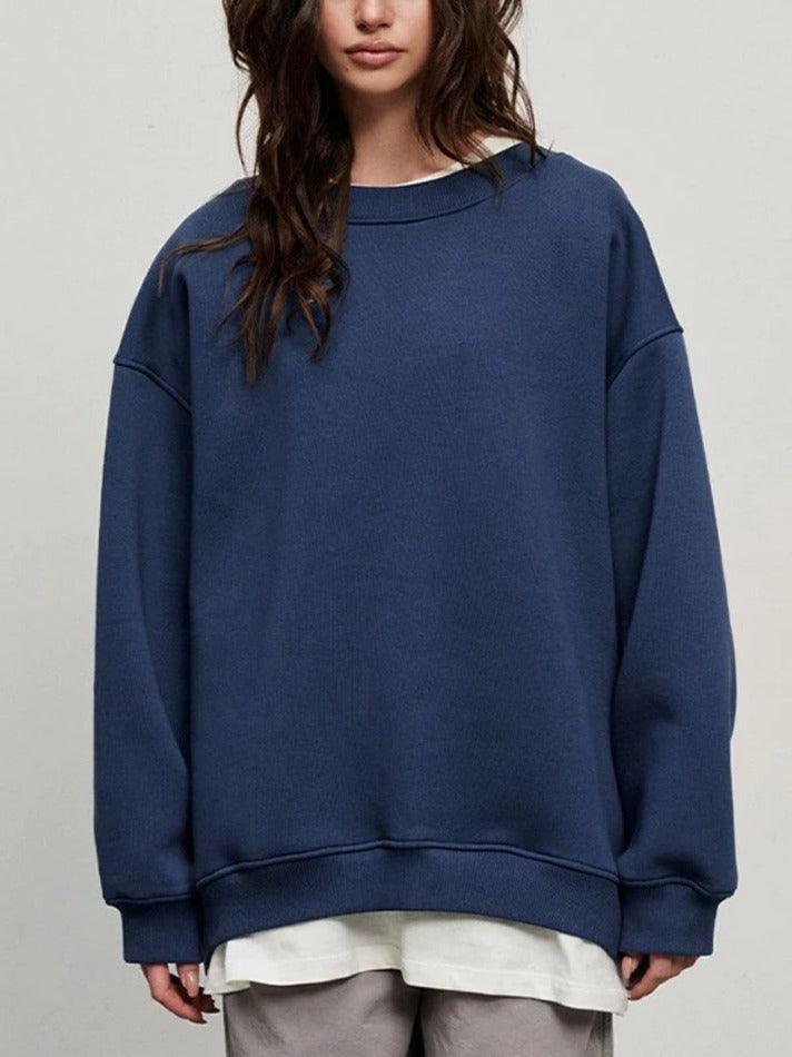 Drune | Solides Übergröße Sweatshirt Mit Rundhalsausschnitt