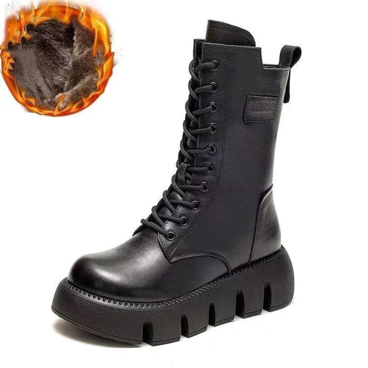Drune | Leder Stiefeletten mit Plateau und Reißverschluss für Damen - Ideal für Alltag