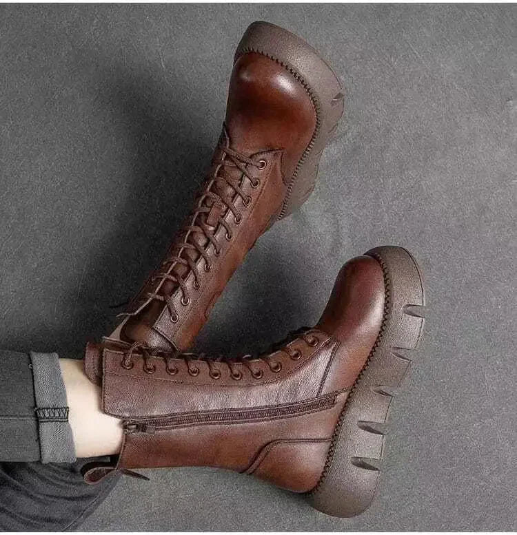 Drune women's platform leather ankle boots