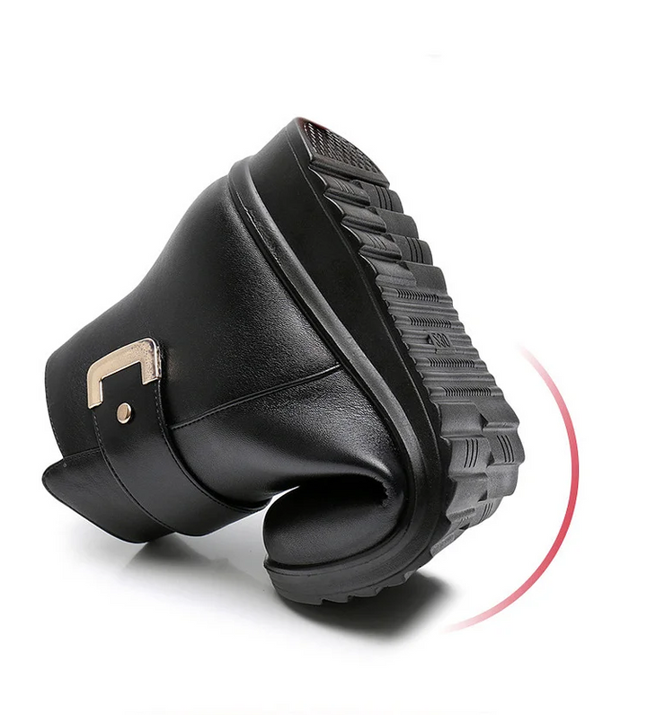 Drune | Leder Orthopädische Knöchelboots Fleecegefütterte Schnallenstiefel