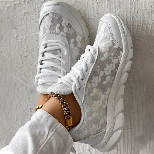 Drune | weiße Damensneaker - weiße bestickte Schuhe
