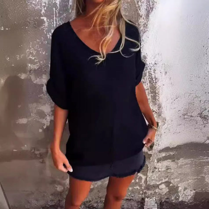 Drune | T-Shirt Mit Übergroßem V-Ausschnitt Für Damen