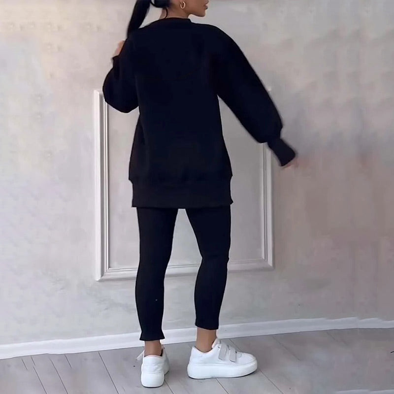 Drune | Lässig Damen Sweatshirt Und Leggings Satz
