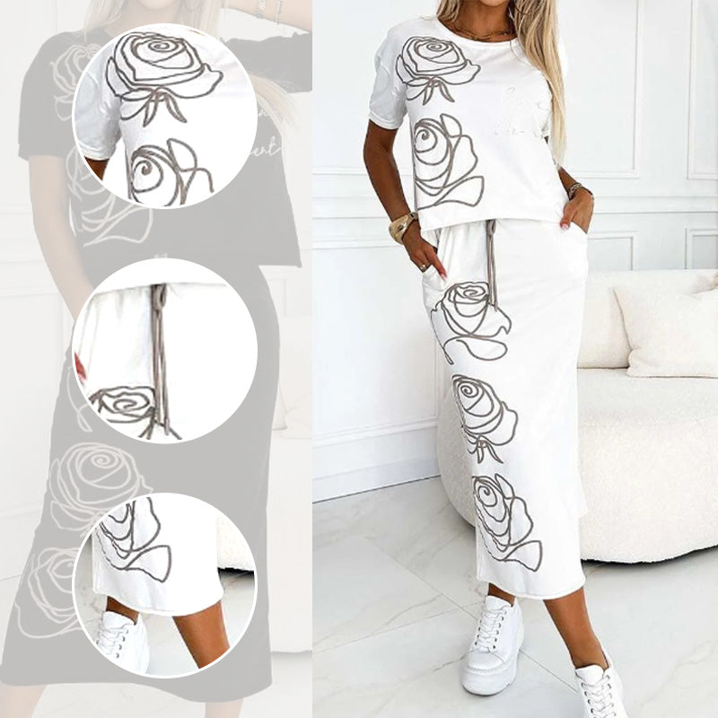 Drune | Elegantes Zweiteiler Satz Mit Blumenmuster Für Damen