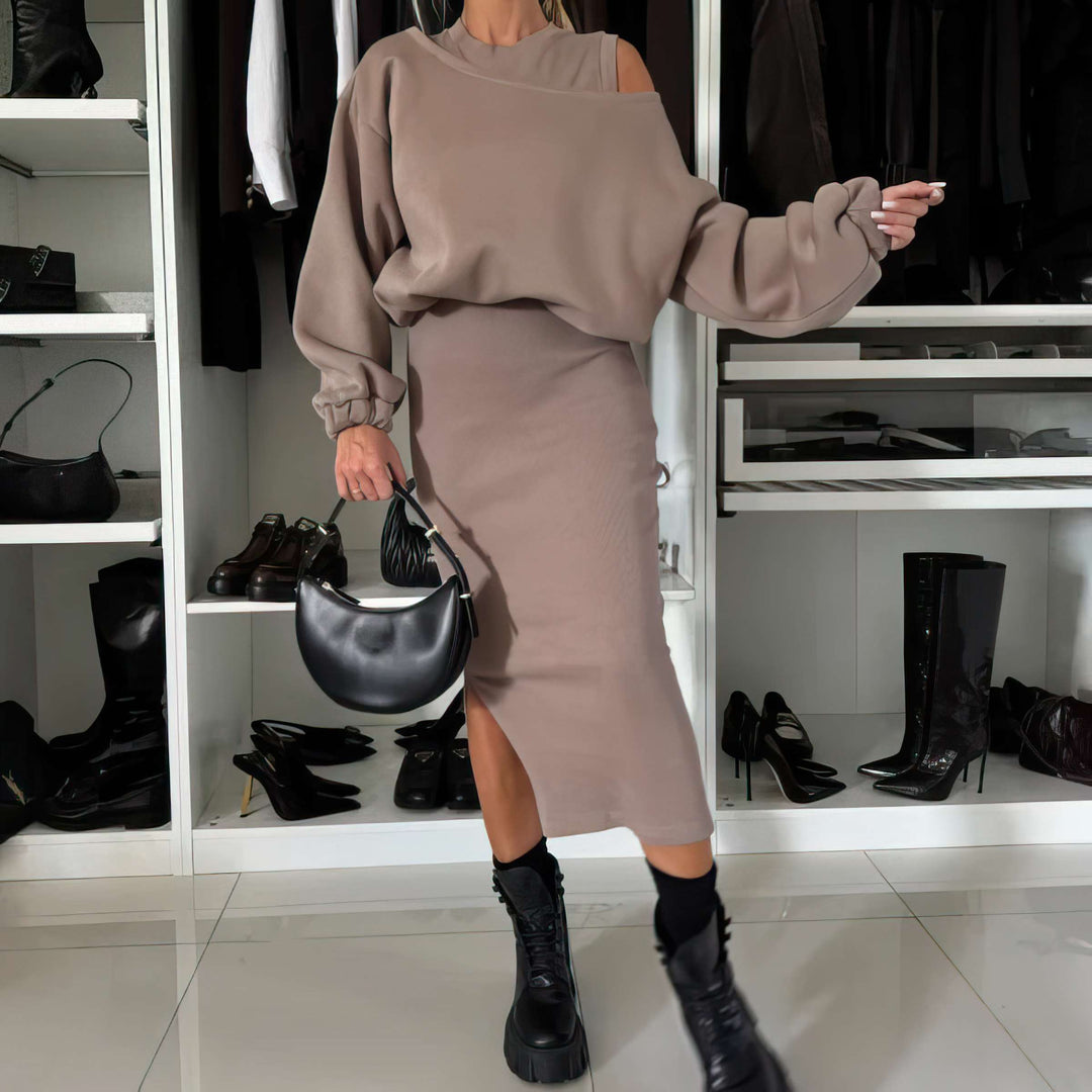 Drune | Satz mit Cold Shoulder Top und Midi Rock
