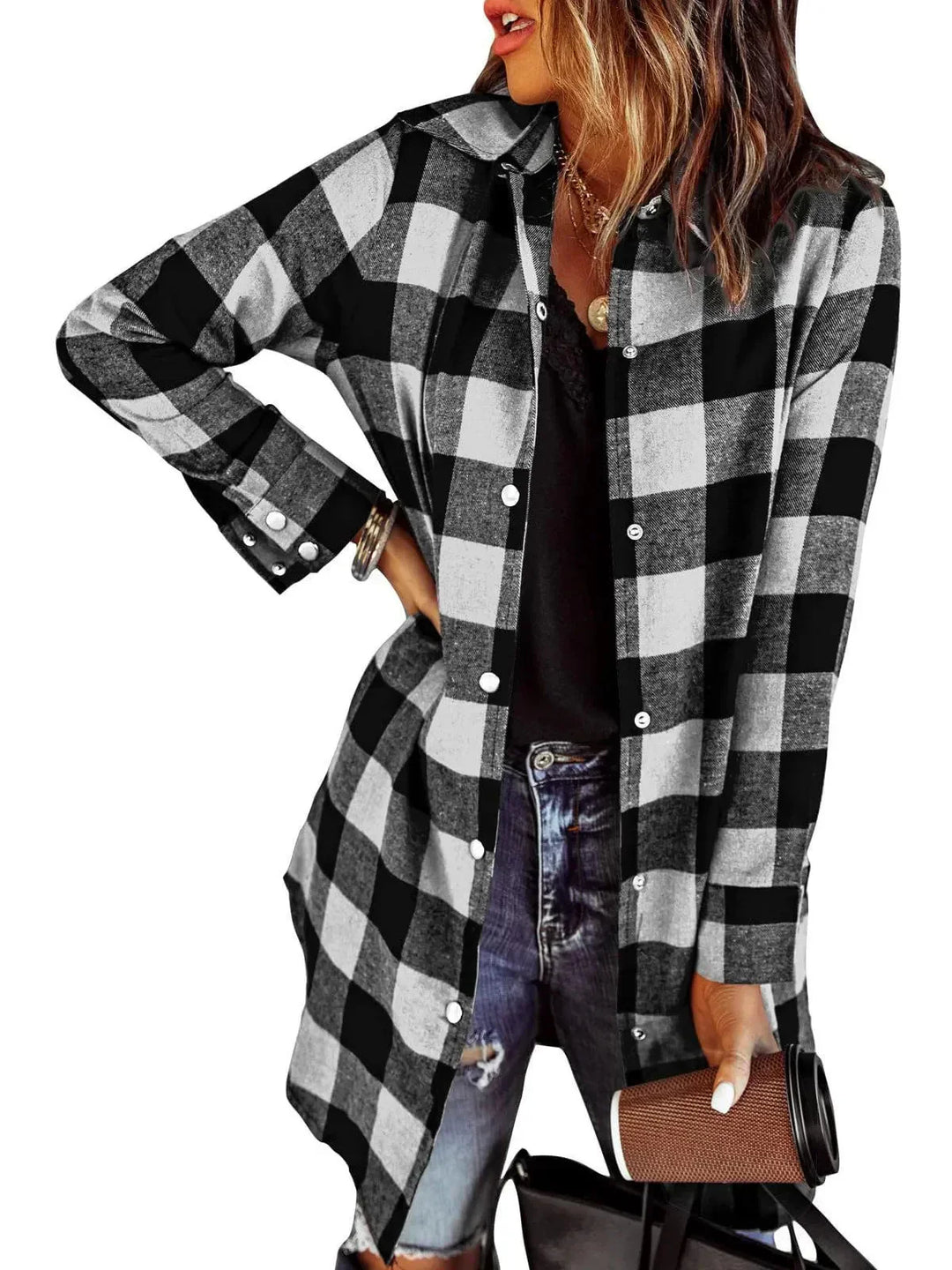 Drune | Damen Karierte Jacke - Langarm