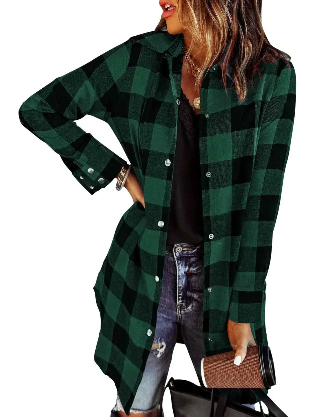Drune | Damen Karierte Jacke - Langarm