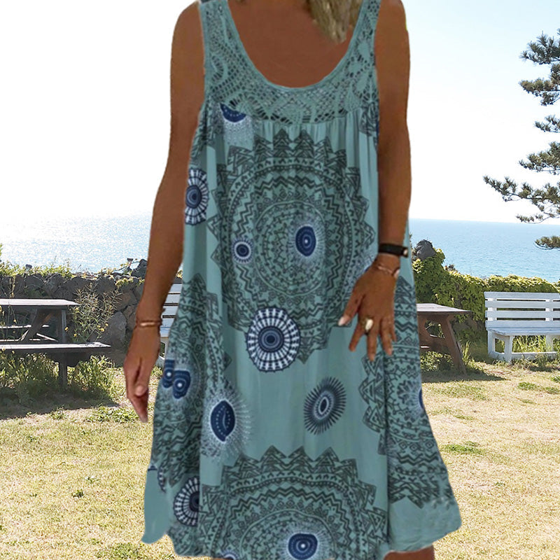 Drune | Luftiges Sommerkleid Mit Print & O-Ausschnitt