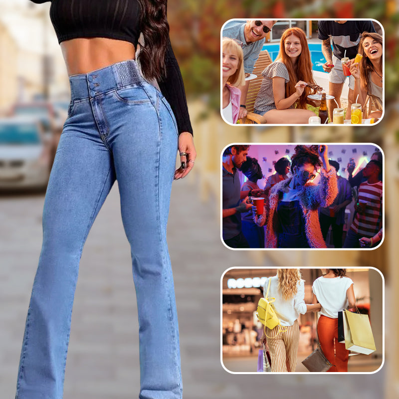 Drune | Modische Stretch Jeans Mit Weitem Bein
