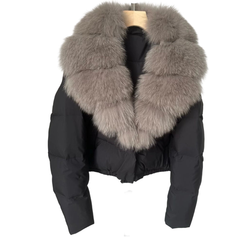 Drune | Kurze Jacke mit Kunstfellkragen