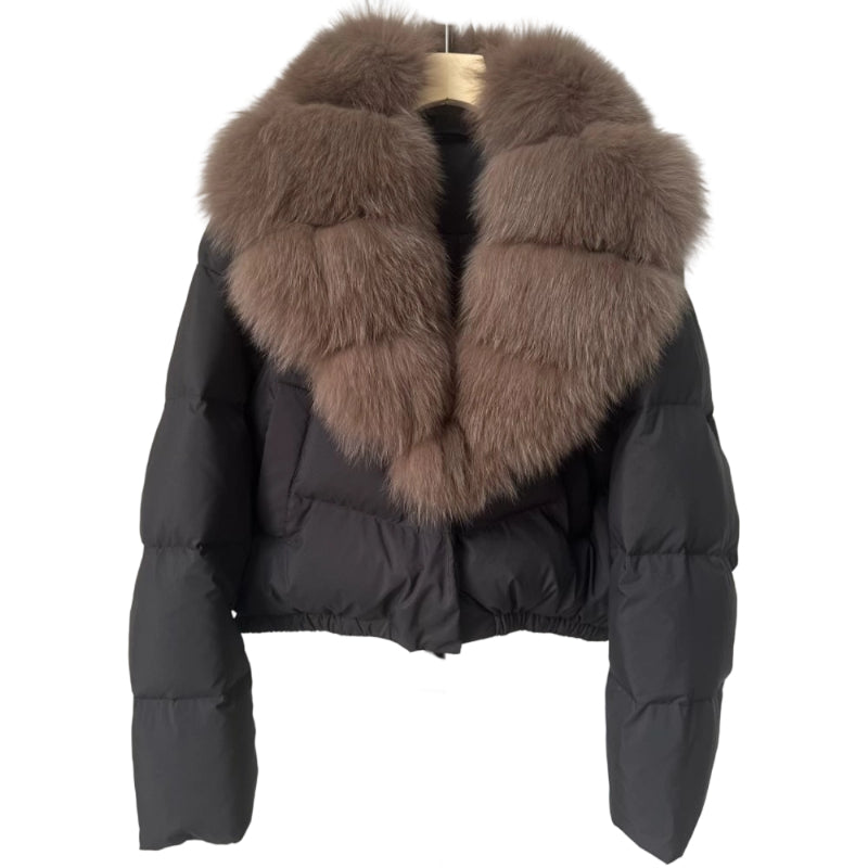 Drune | Kurze Jacke mit Kunstfellkragen