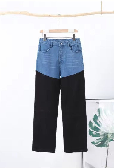 Damen Jeans mit hohem Bund und farblich abgesetzter Naht Drune