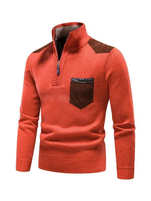 Drune | Patchwork Reißverschluss Männer Rollkragenpullover