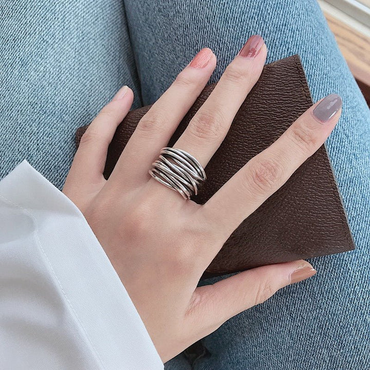 Drune | Silber Verstellbarer Ring In Lagen