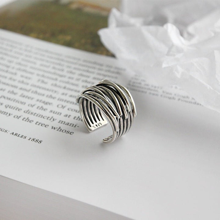Drune | Silber Verstellbarer Ring In Lagen