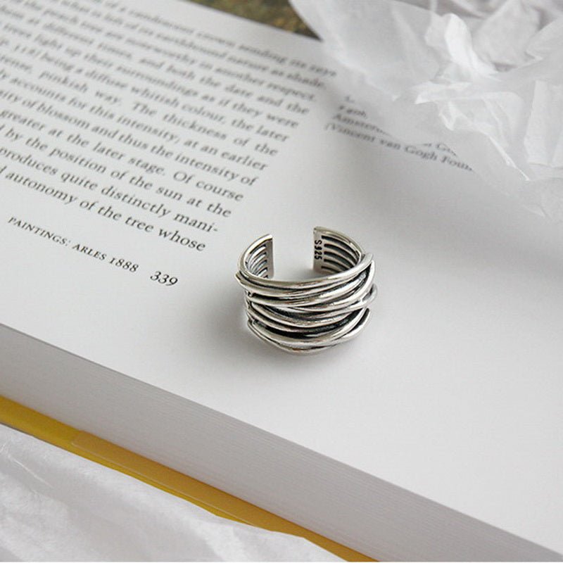 Drune | Silber Verstellbarer Ring In Lagen
