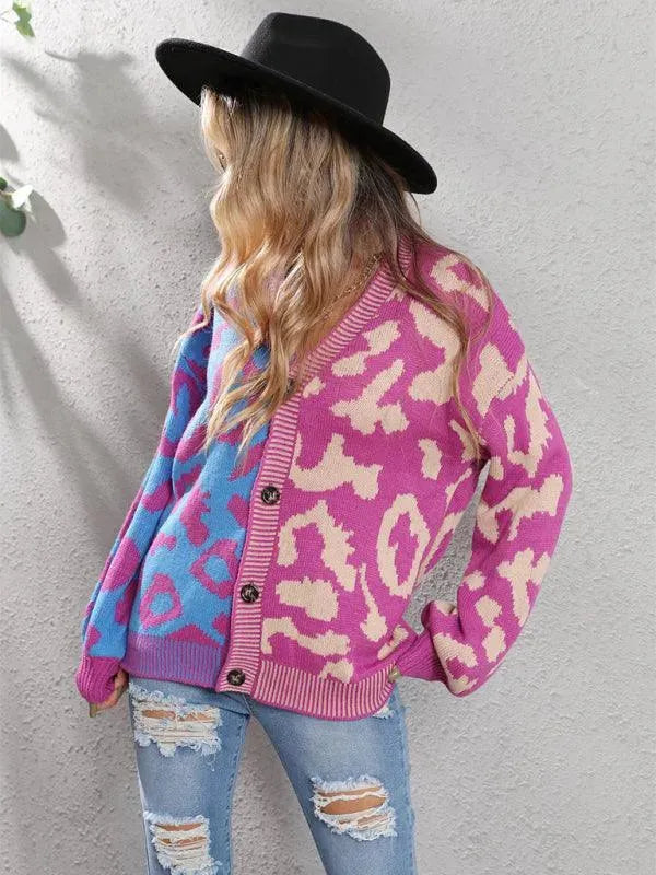 Drune | Style Leopardenmuster Übergroßer StrickStrickjacke Pullover