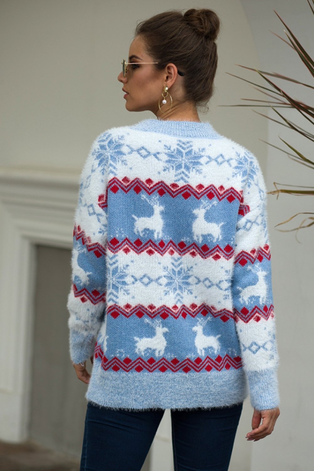 Drune Streifen Weihnachten Schneereh Pullover