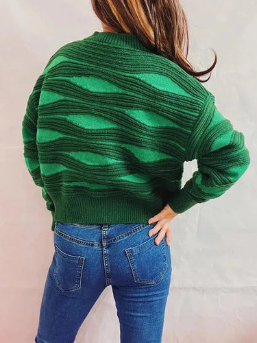 Drune | Kontrast Rundhals Kurzer Strickjacke