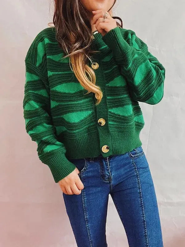 Drune | Kontrast Rundhals Kurzer Strickjacke
