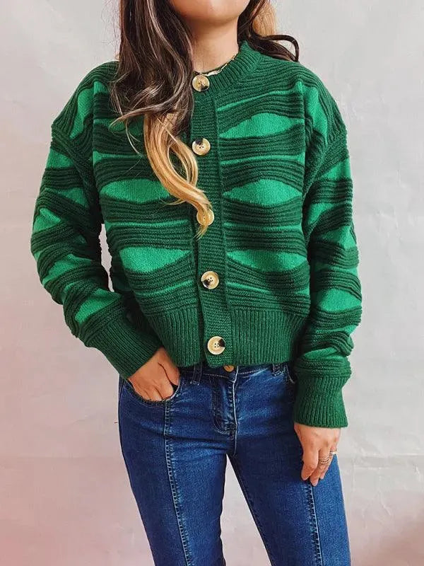Drune | Kontrast Rundhals Kurzer Strickjacke
