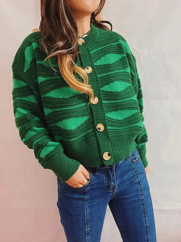 Drune | Kontrast Rundhals Kurzer Strickjacke