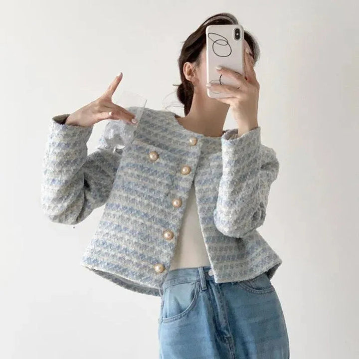 Drune | Gestreifter kurzer Tweed-Jacke