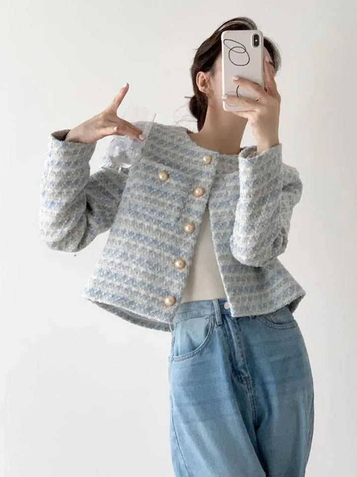 Drune | Gestreifter kurzer Tweed-Jacke