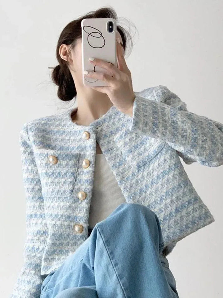 Drune | Gestreifter kurzer Tweed-Jacke